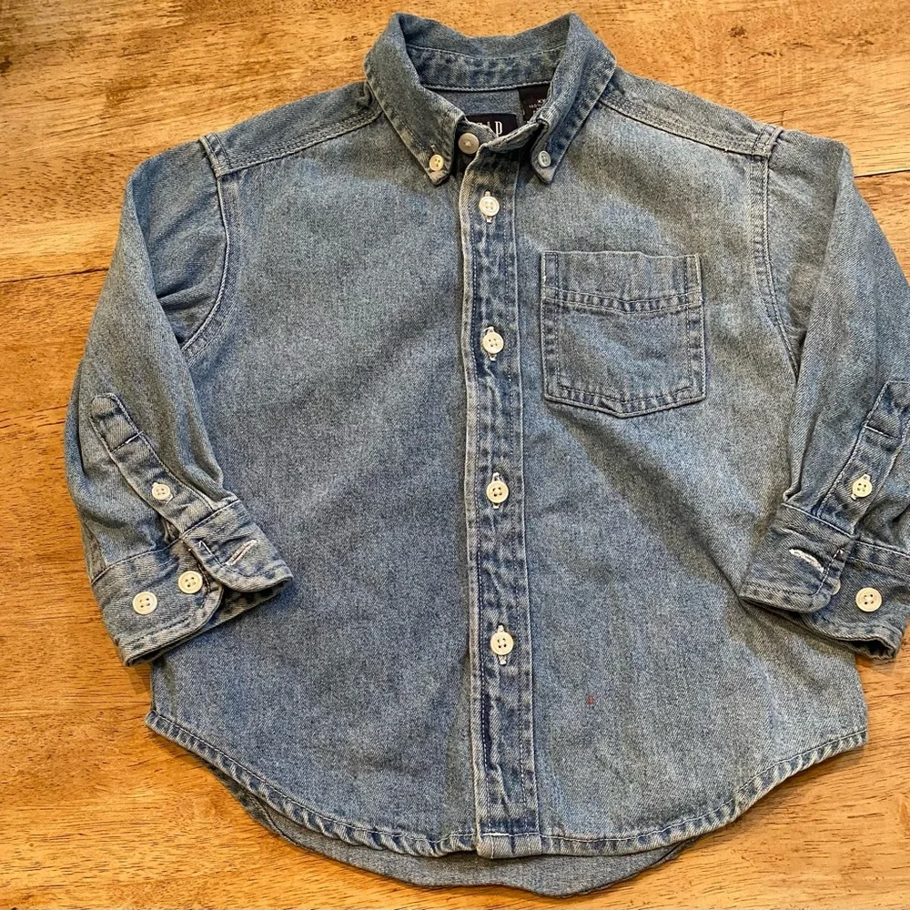 Vintage Gap Kid’s Unisex‎ XXS Heavy Cotton Denim Button Down